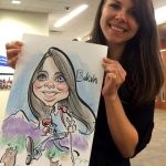 Bekah with classic caricature drawing