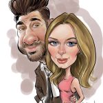 Caricature of Emily and John